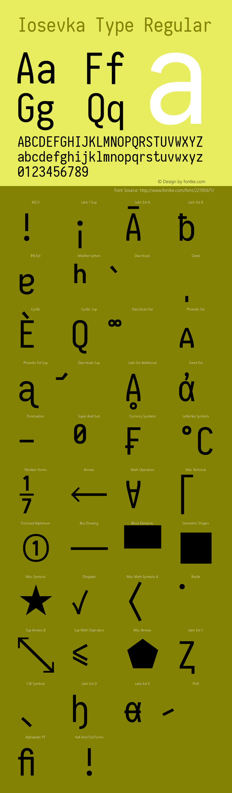 Iosevka Type 1.13.1; ttfautohint (v1.6) Font Sample