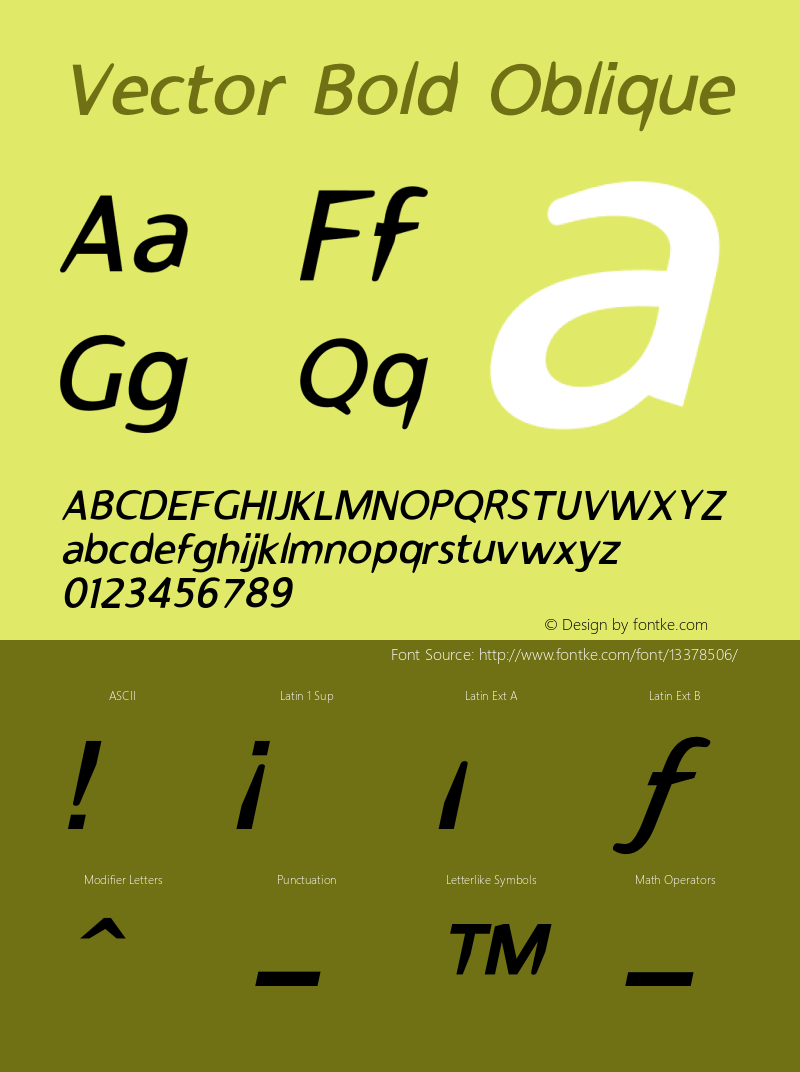 Vector Bold Oblique 001.000 Font Sample