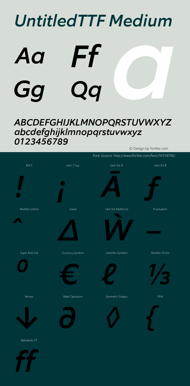 UntitledTTF Medium Version 1.0 Font Sample