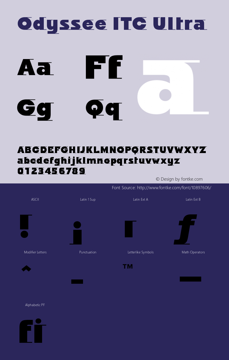 Odyssee ITC Ultra Version 001.001 Font Sample