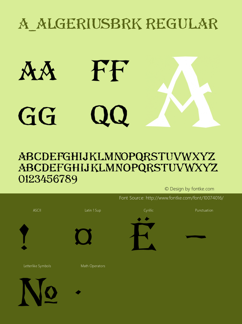 a_AlgeriusBrk Regular 01.03 Font Sample