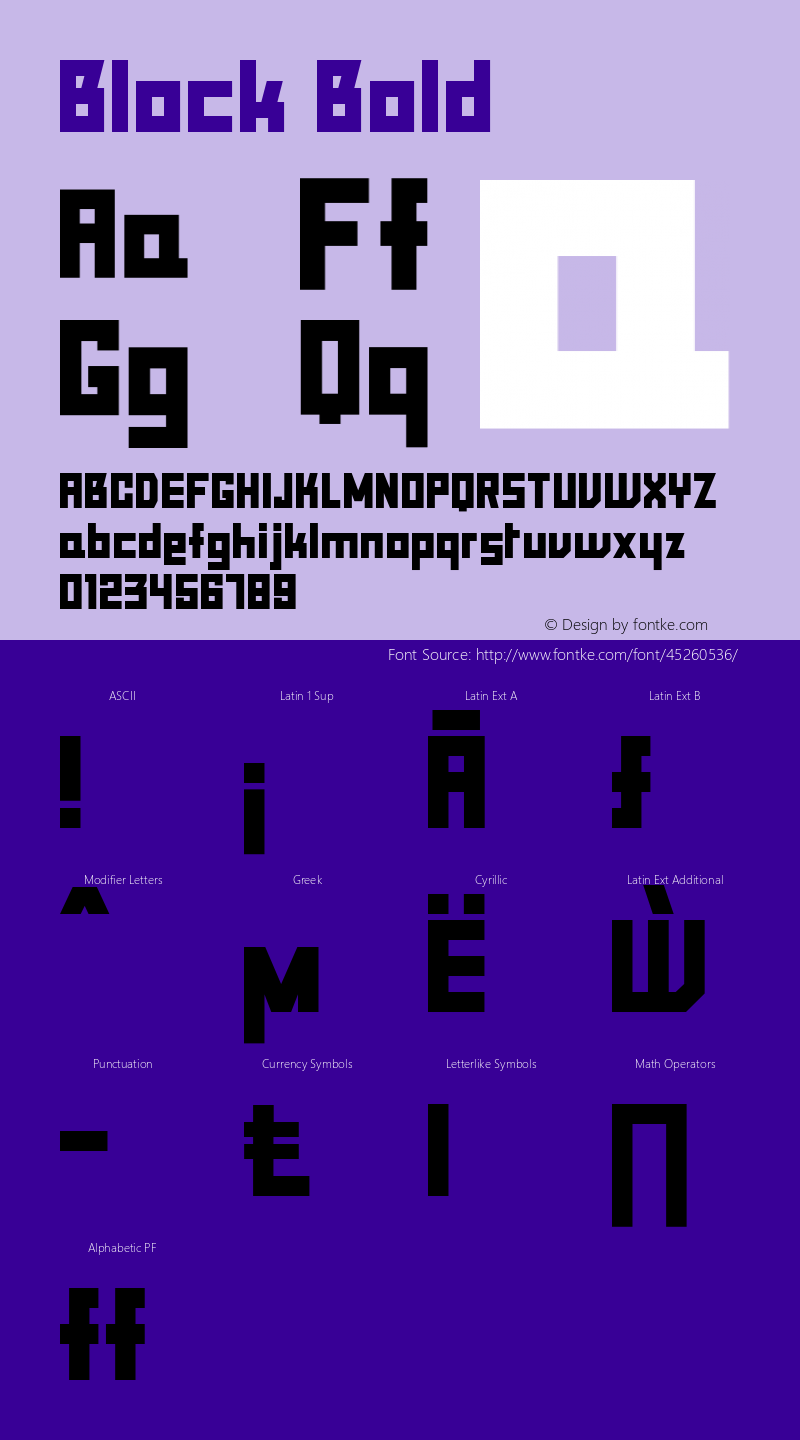 Block Bold Version 1.000 Font Sample