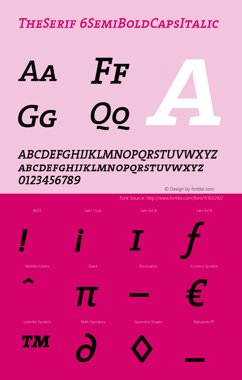 TheSerif 6SemiBoldCapsItalic Version 1.0 Font Sample