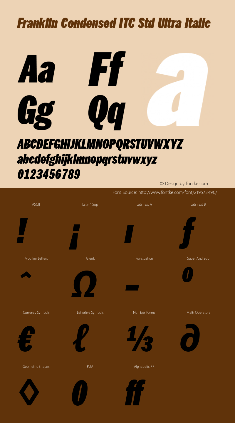 Franklin Condensed ITC Std Ultra Italic Version 1.01图片样张