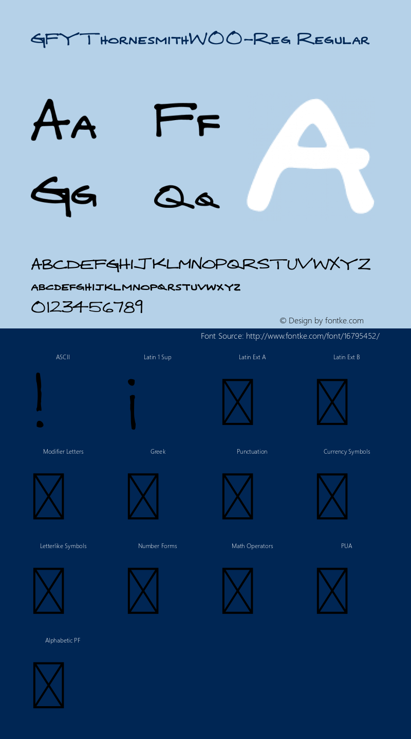 GFYThornesmithW00-Reg Regular Version 1.00 Font Sample