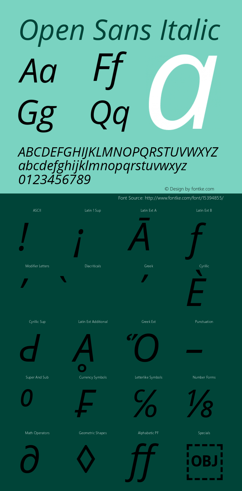 Open Sans Italic Version 1.10 Font Sample