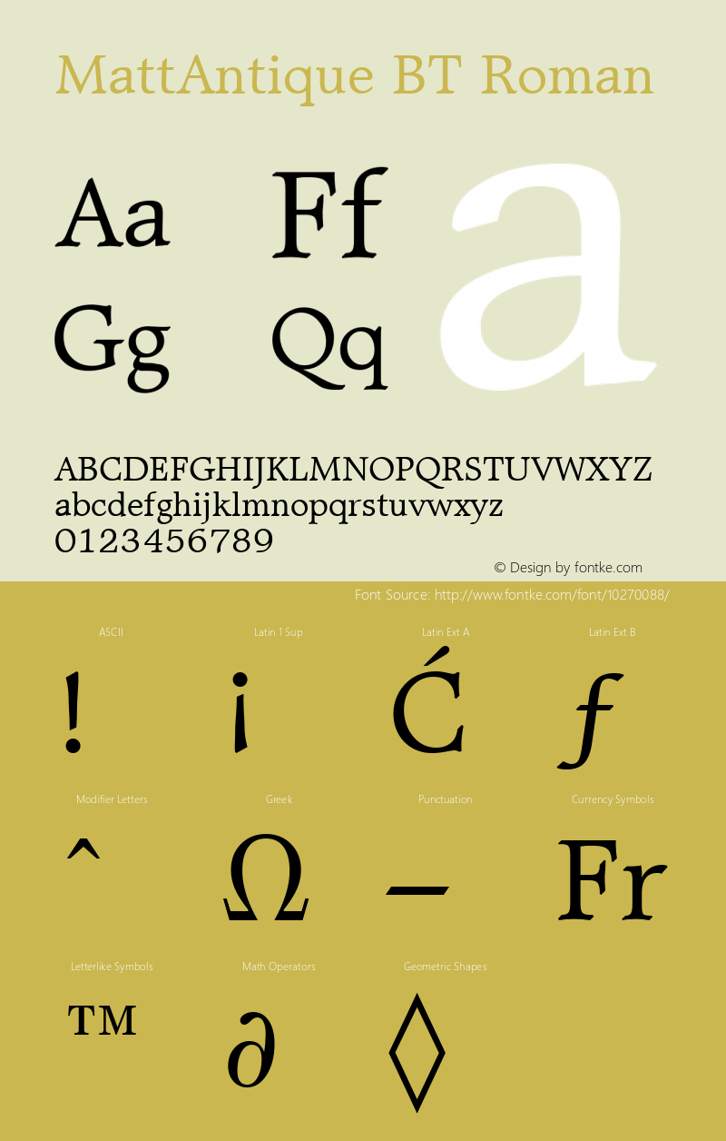 MattAntique BT Roman mfgpctt-v1.57 Tuesday, February 23, 1993 10:30:04 am (EST) Font Sample