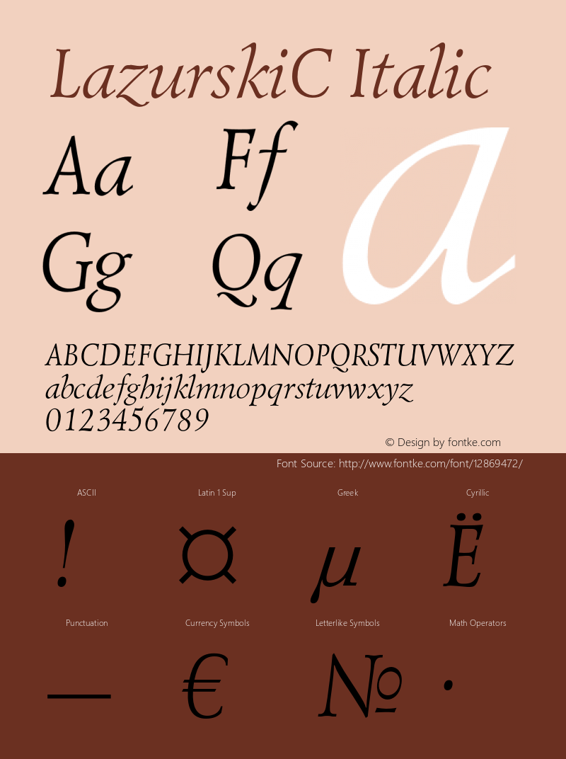 LazurskiC Italic OTF 1.0;PS 001.000;Core 116;AOCW 1.0 161 Font Sample