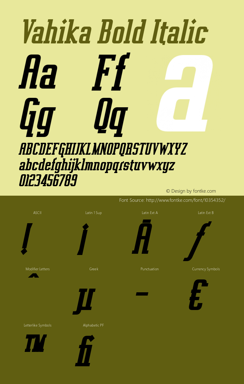 Vahika Bold Italic OTF 3.000;PS 001.001;Core 1.0.29 Font Sample