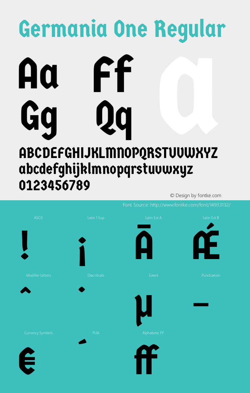 Germania One Regular Version 1.001 Font Sample