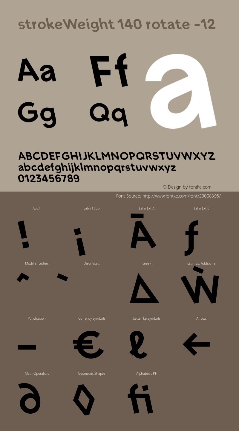 strokeWeight-140rotateL12 Version 1.007 Font Sample