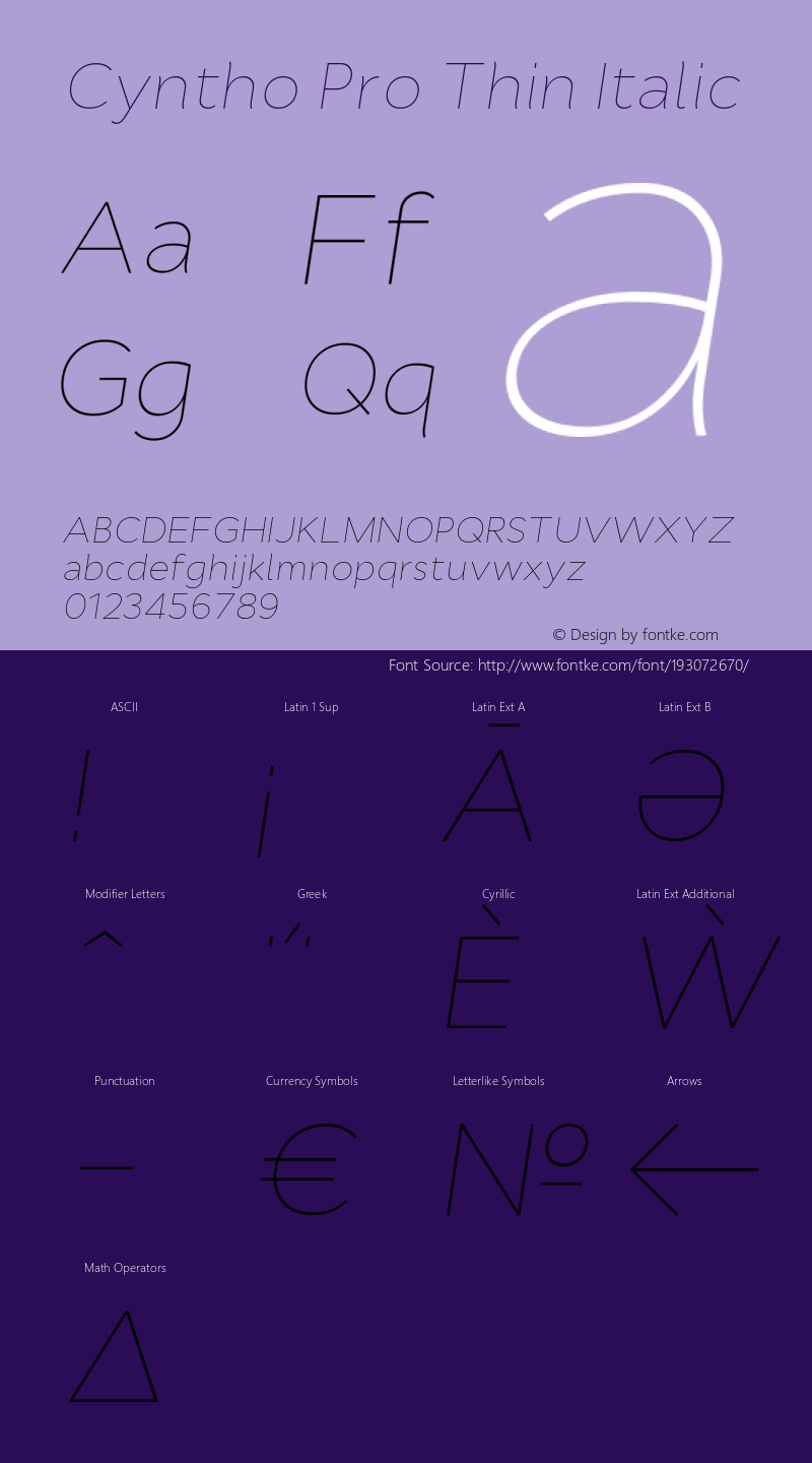 CynthoPro-ThinItalic Version 1.000 | wf图片样张