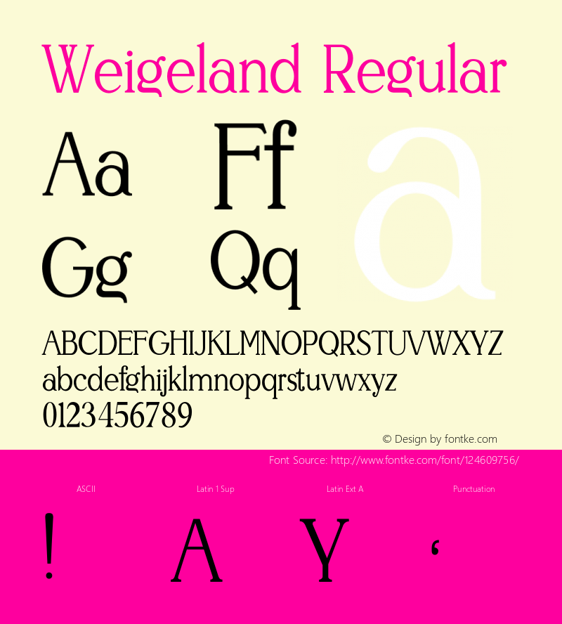 Weigeland Version 1.004;Fontself Maker 3.5.4 Font Sample