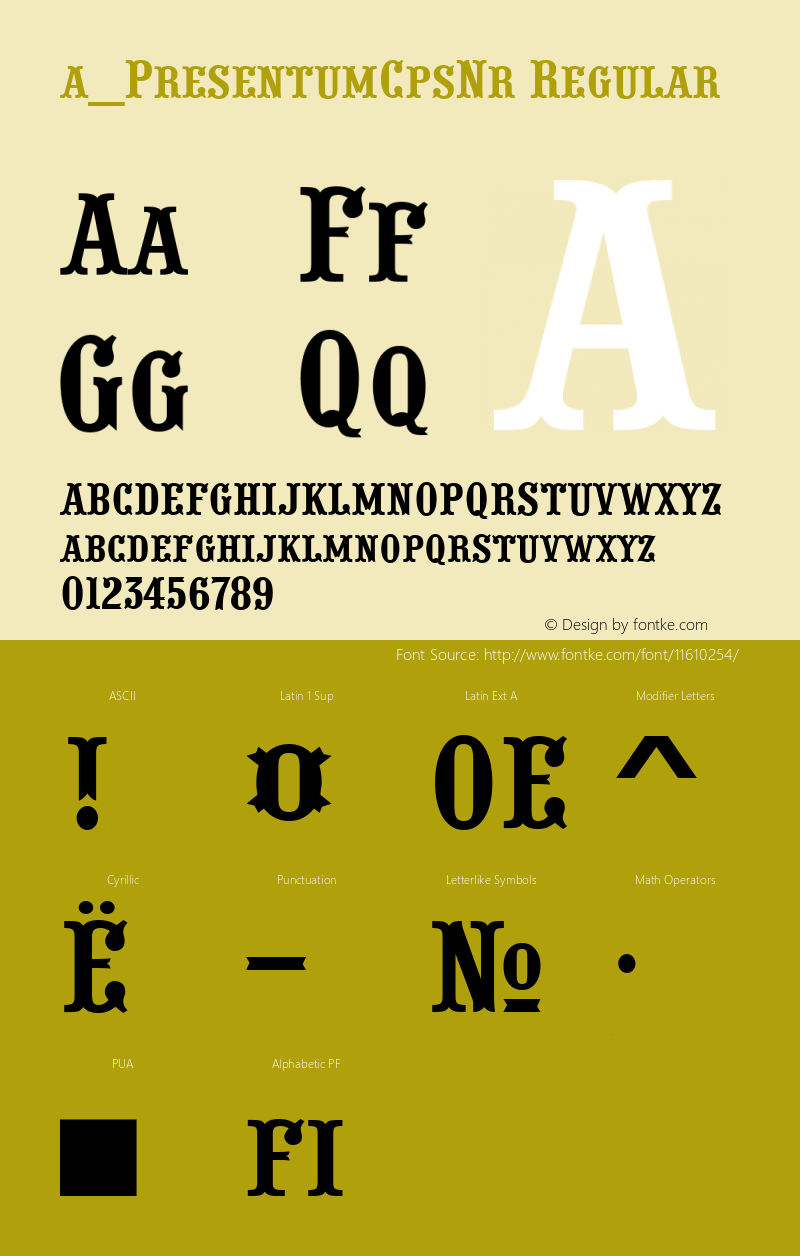 a_PresentumCpsNr Regular 001.002 Font Sample