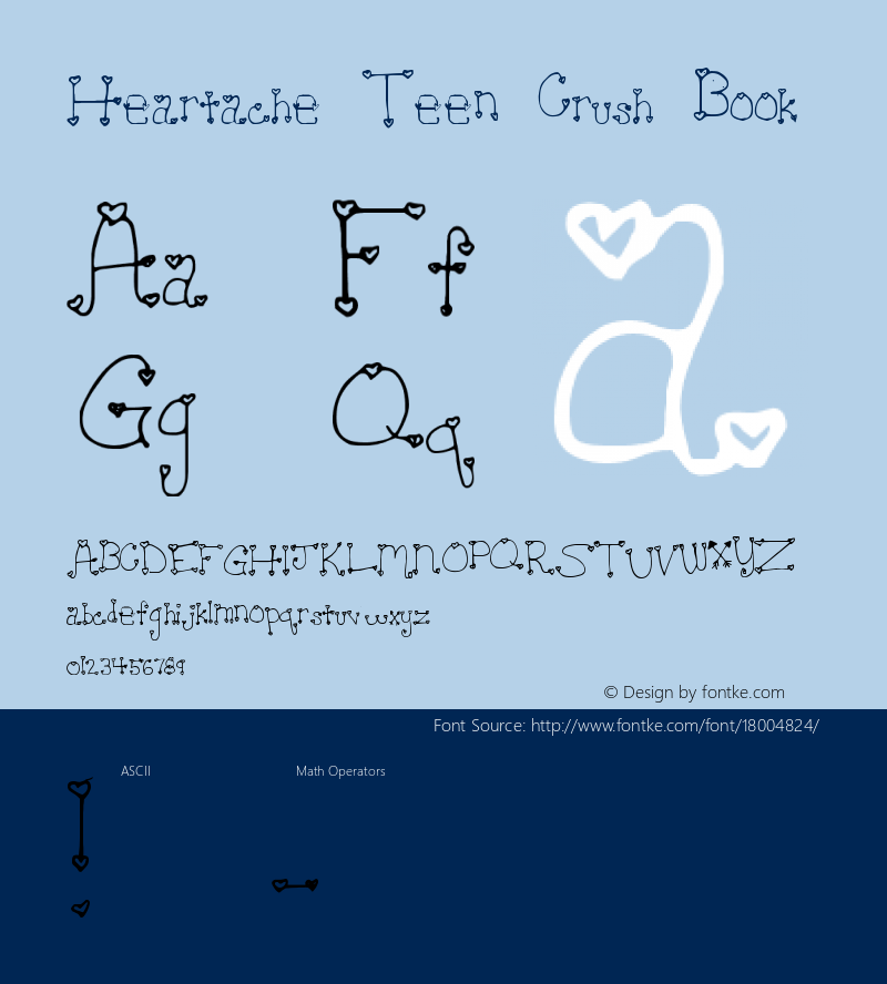 Heartache Teen Crush Book Version 1.00 Font Sample