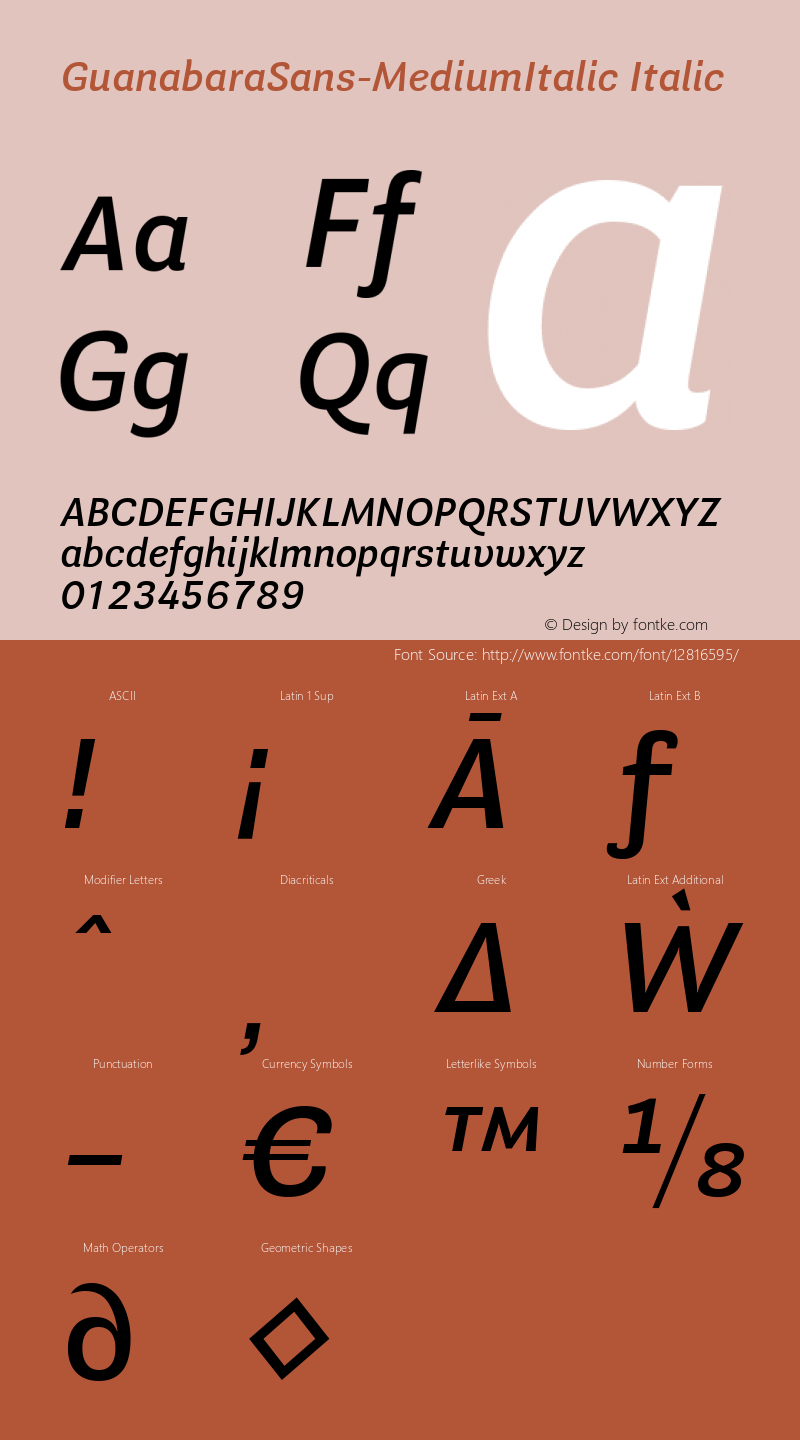 GuanabaraSans-MediumItalic Italic Version 1.001;PS 001.001;hotconv 1.0.70;makeotf.lib2.5.58329 Font Sample