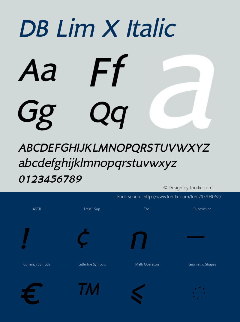 DB Lim X Italic Version 3.100 2007 Font Sample