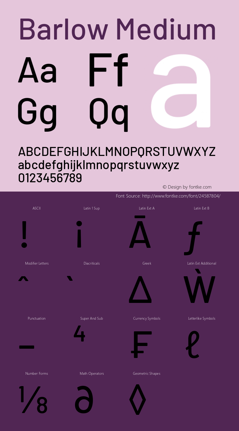 Barlow Medium Version 1.103 Font Sample