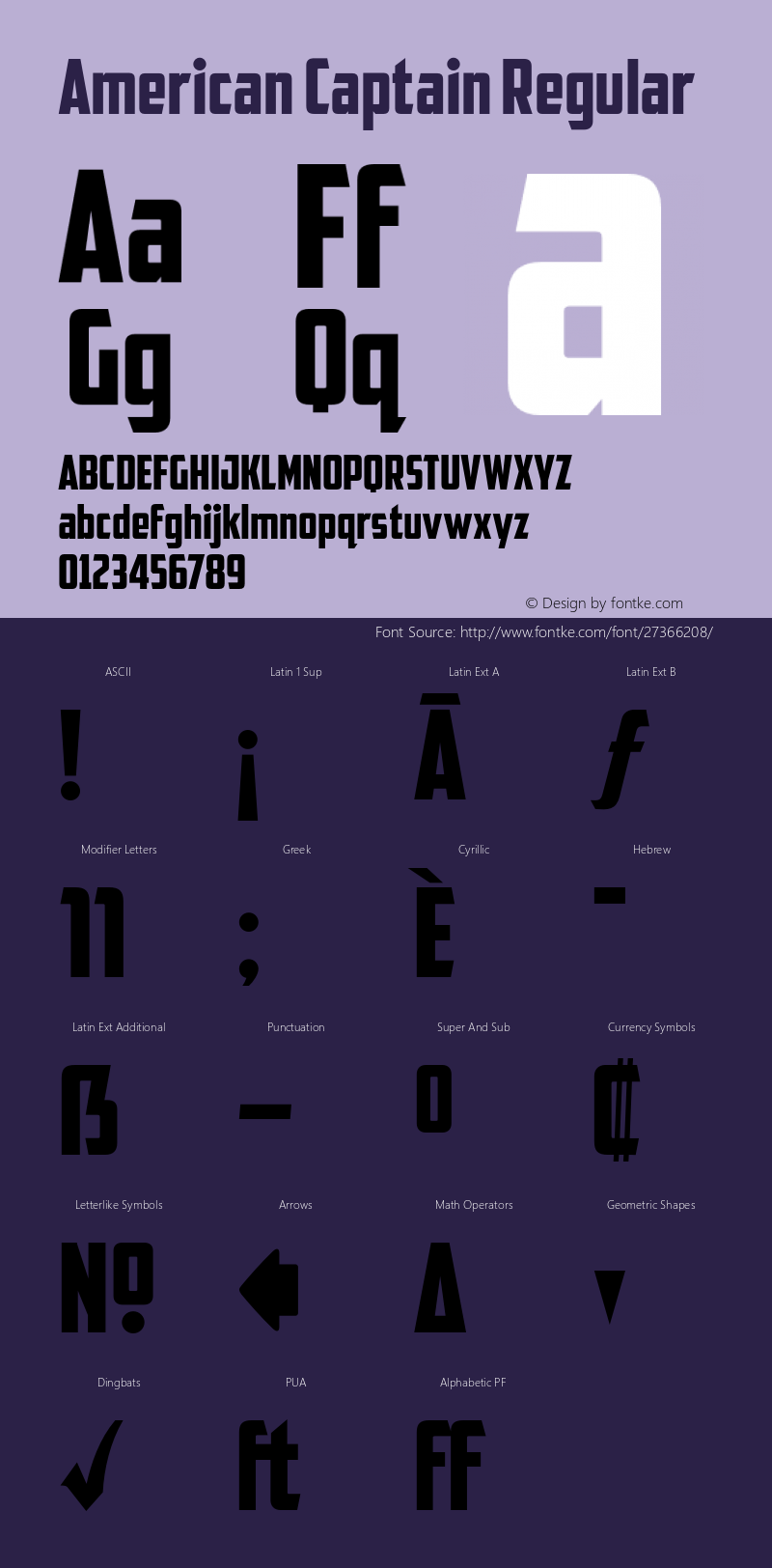 American Captain  Font Sample