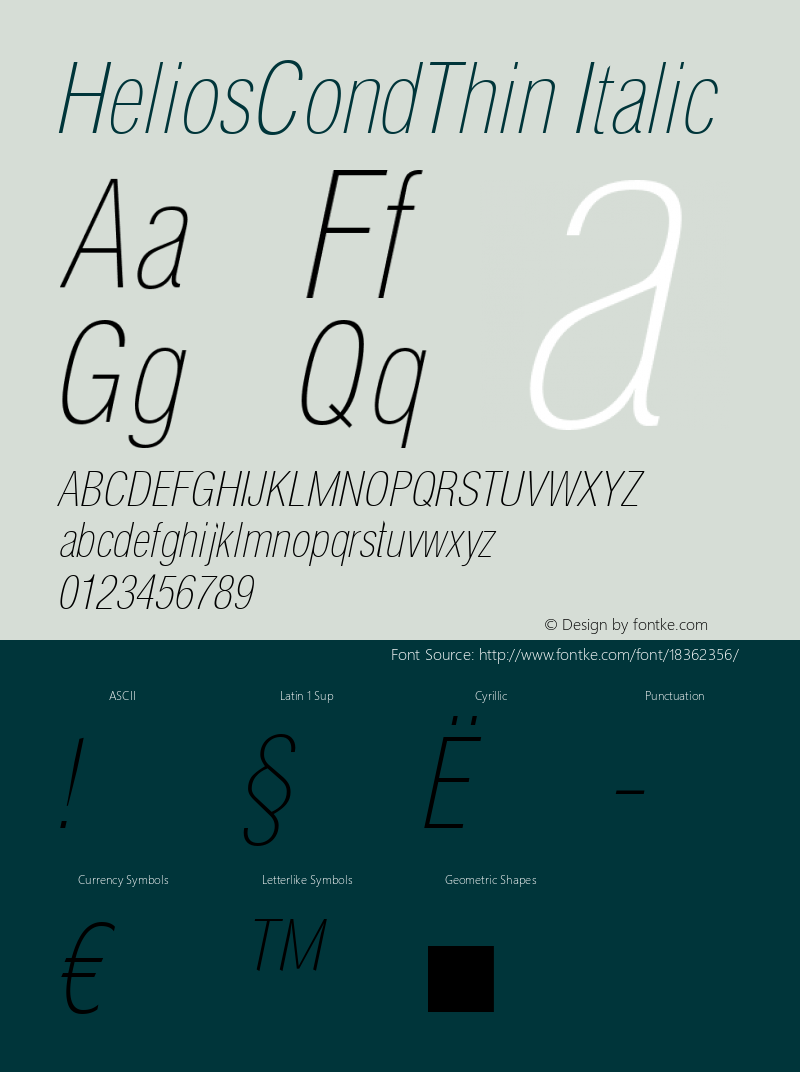 HeliosCondThin Italic OTF 1.0;PS 001.001;Core 116;AOCW 1.0 161 Font Sample