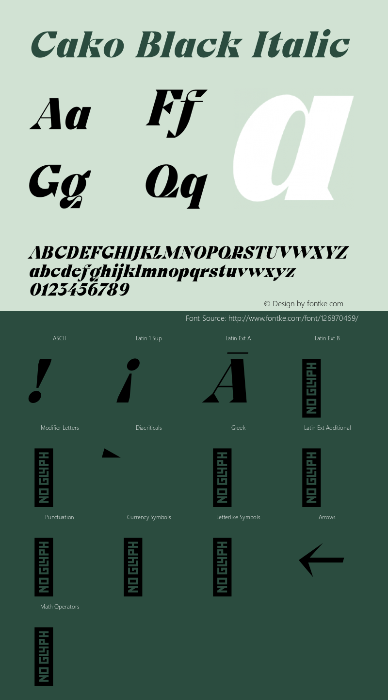 Cako Black Italic Version 1.000 | B-MOD Font Sample