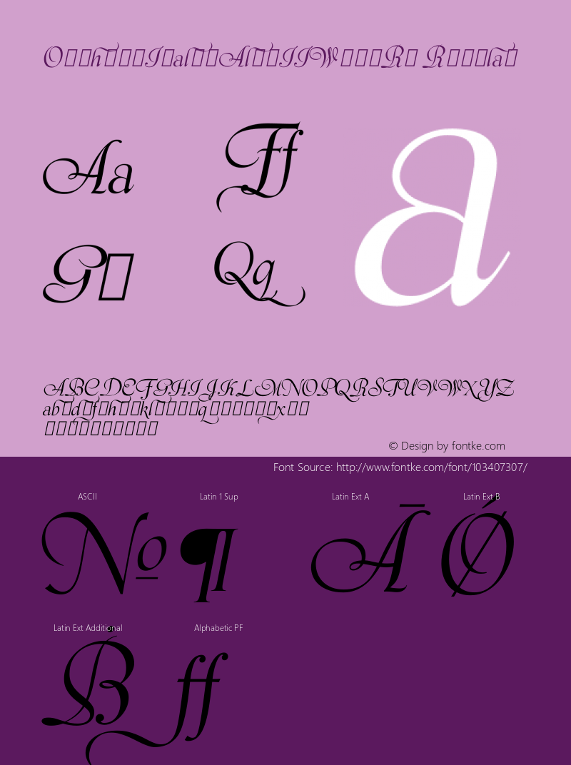 Orpheus Italic Alts II W90 Rg Version 1.00 Font Sample