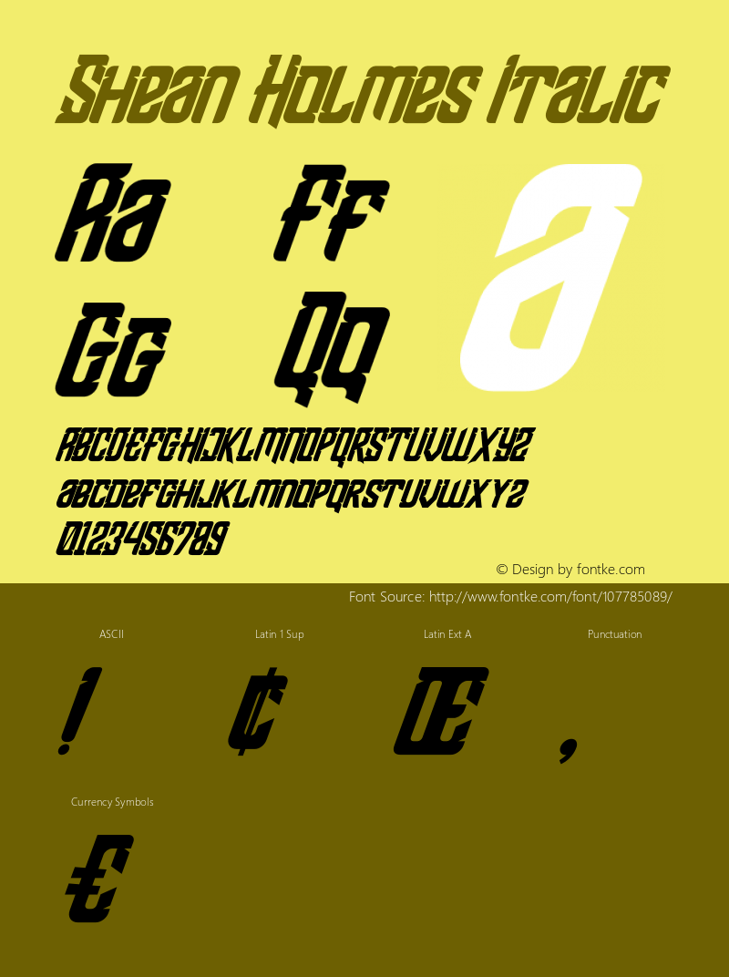 Shean Holmes Italic Version 1.00;November 12, 2020;FontCreator 12.0.0.2563 64-bit Font Sample