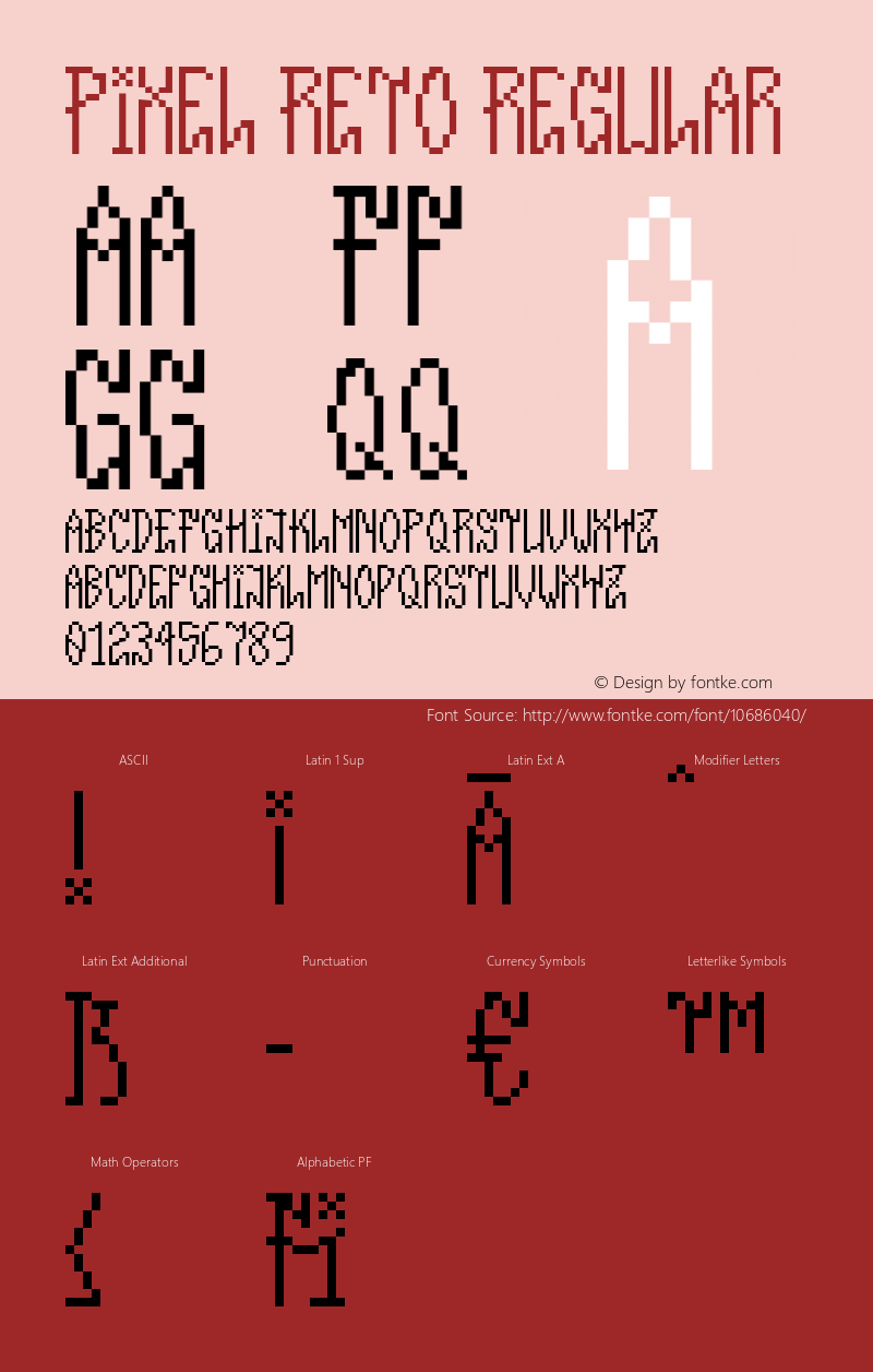 Pixel Reto Regular Version 1.0 Font Sample