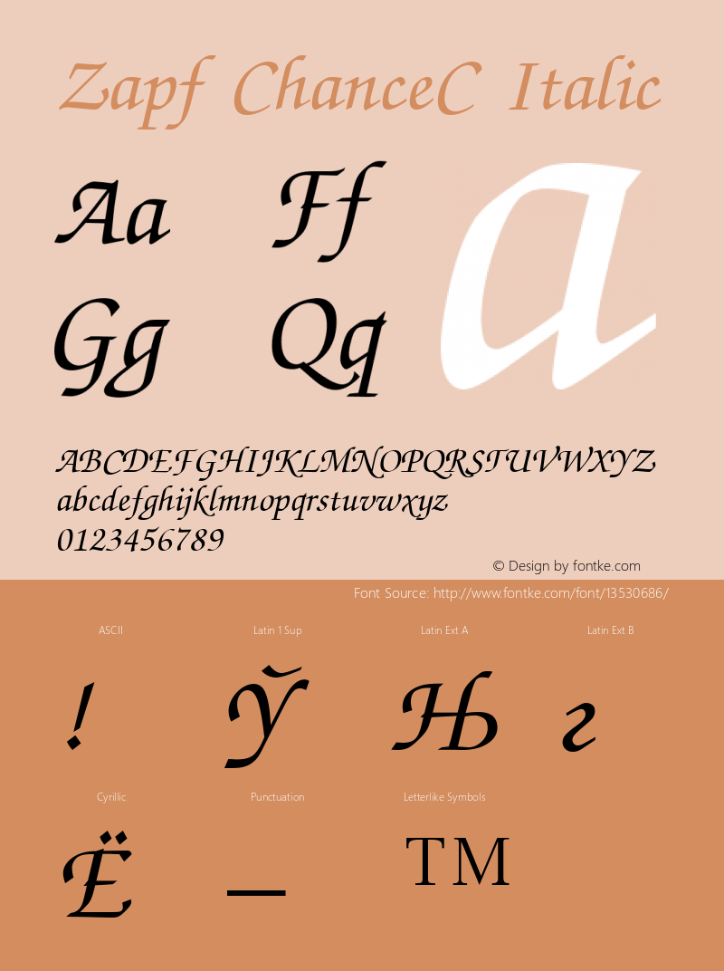 Zapf ChanceC Italic 001.000 Font Sample