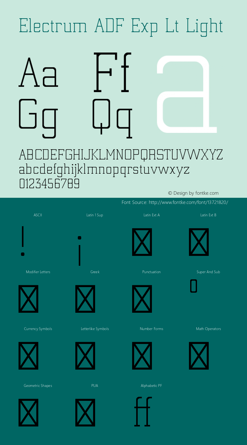 Electrum ADF Exp Lt Light Version 1.005 Font Sample