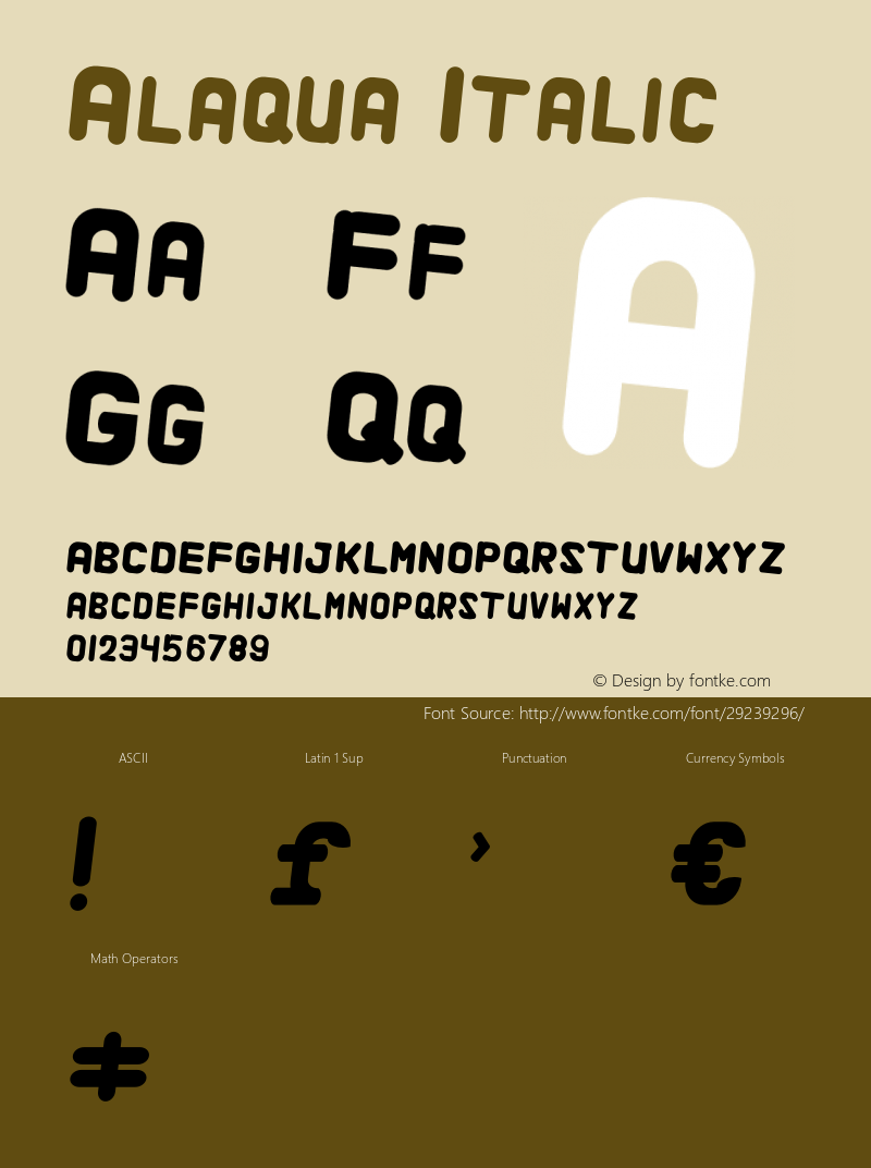 Alaqua Italic Version 1.002;Fontself Maker 3.1.2 Font Sample