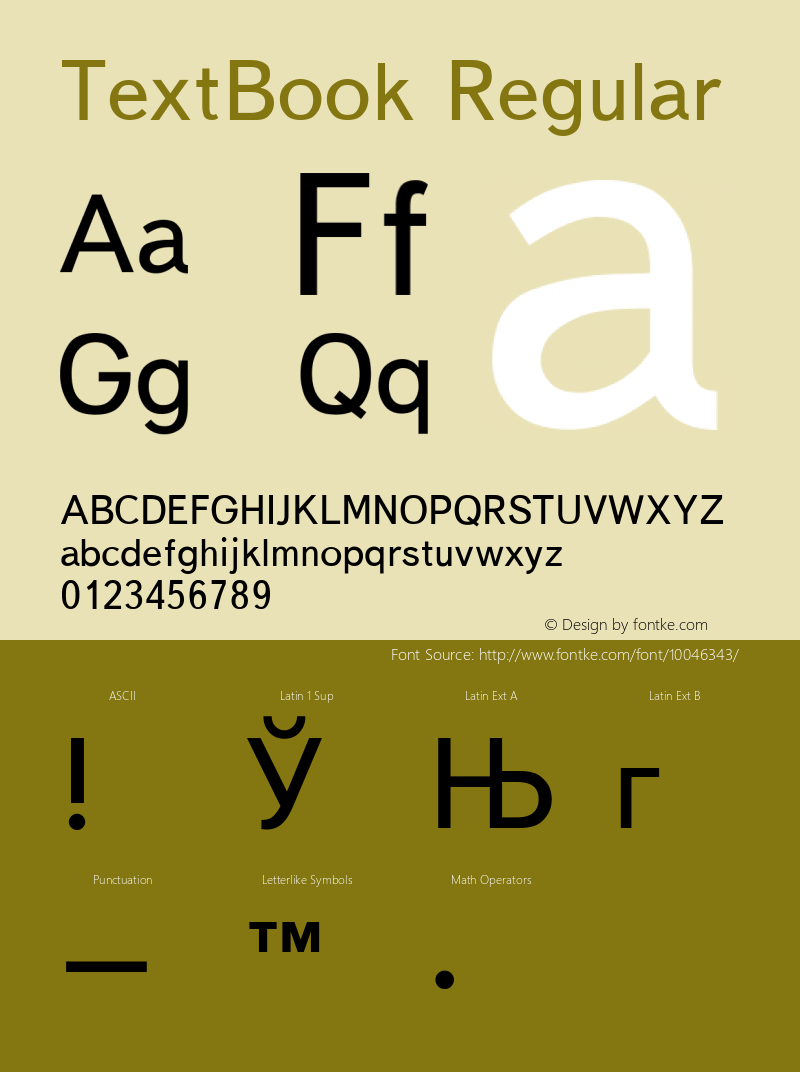 TextBook Regular Converted from t:\TEXTBN.TF1 by ALLTYPE Font Sample