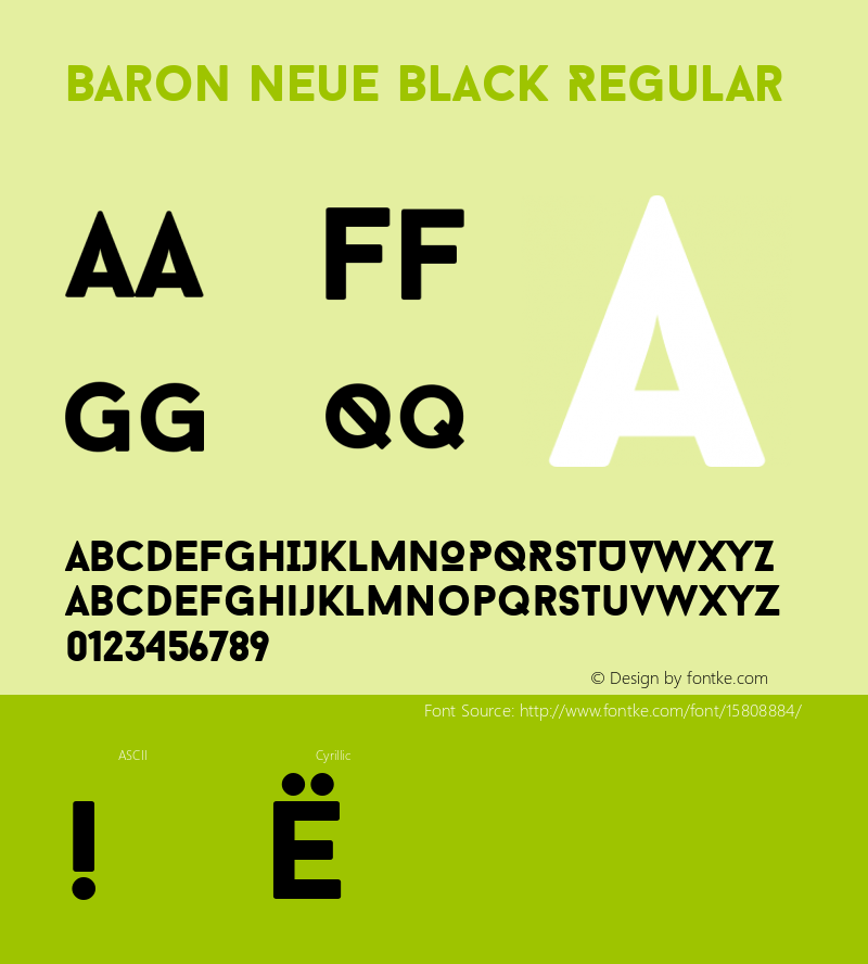 Baron Neue Black Regular Version 1.000; ttfautohint (v1.4.1) Font Sample
