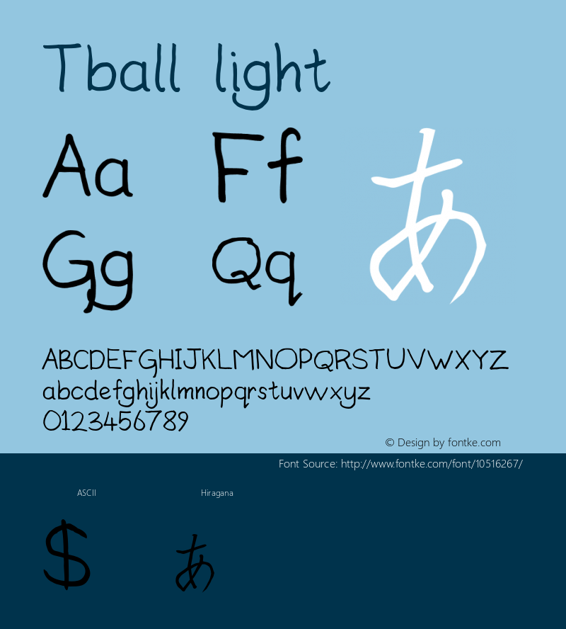 Tball light Version 001.000 Font Sample