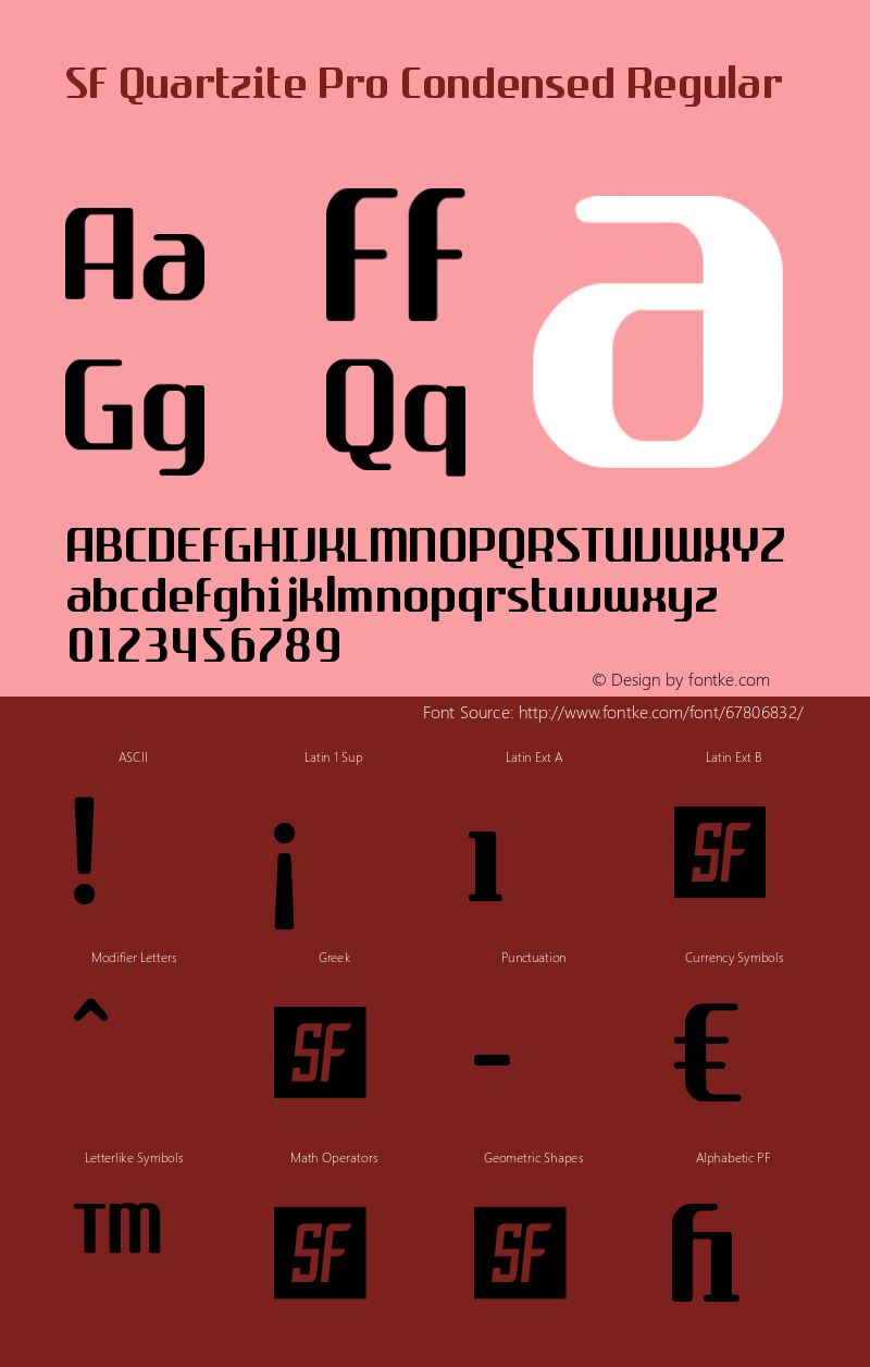 SFQuartzitePro-Condensed Version 1.001 Font Sample