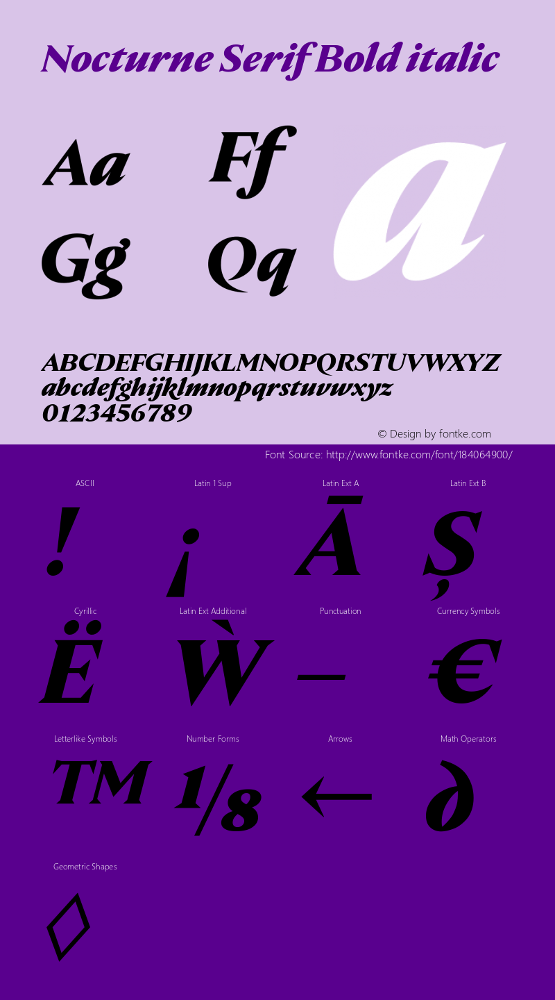 Nocturne Serif Bold italic Version 1.000;PS 001.000;hotconv 1.0.88;makeotf.lib2.5.64775图片样张