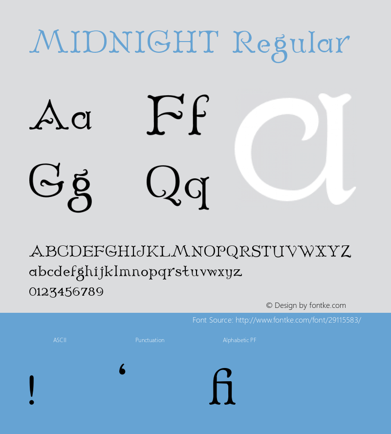 MIDNIGHT 1.000 Font Sample