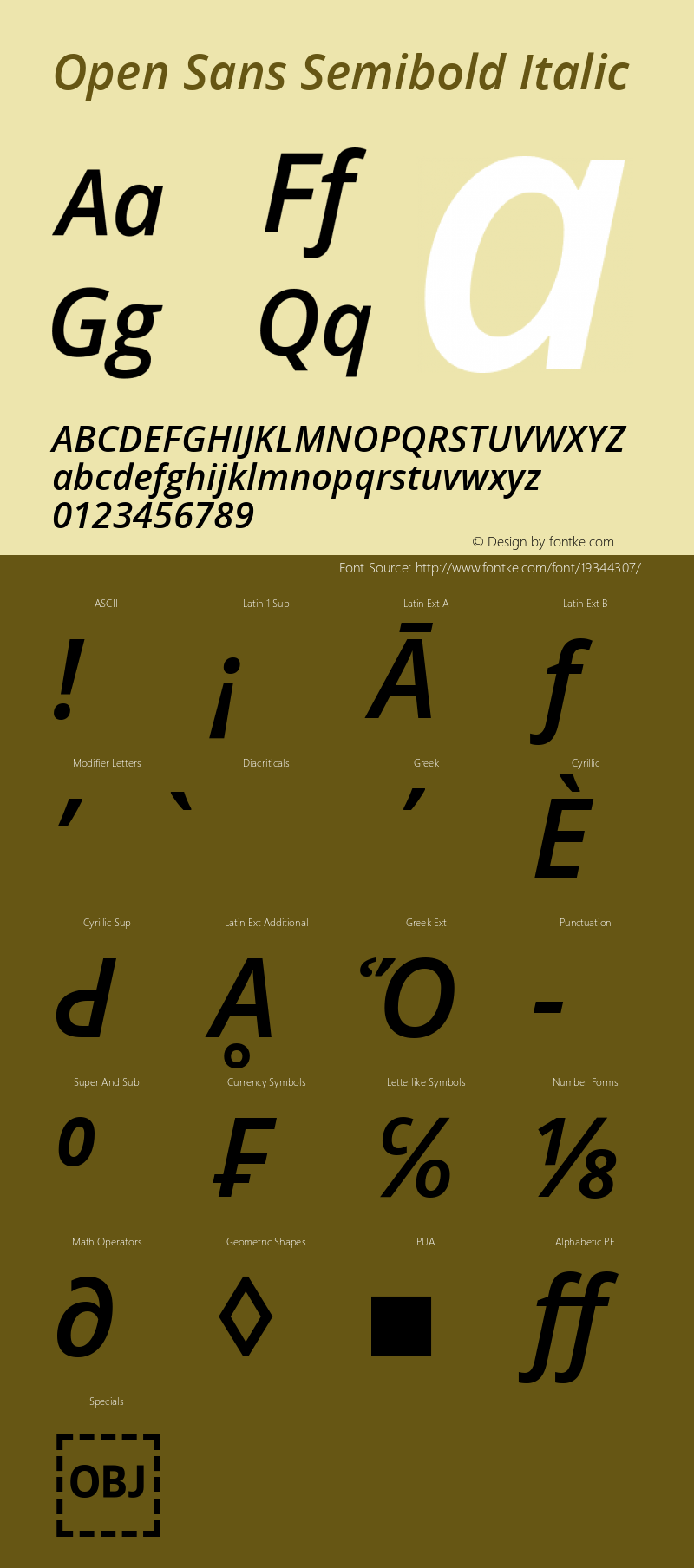 Open Sans Semibold Italic Version 1.10 Font Sample