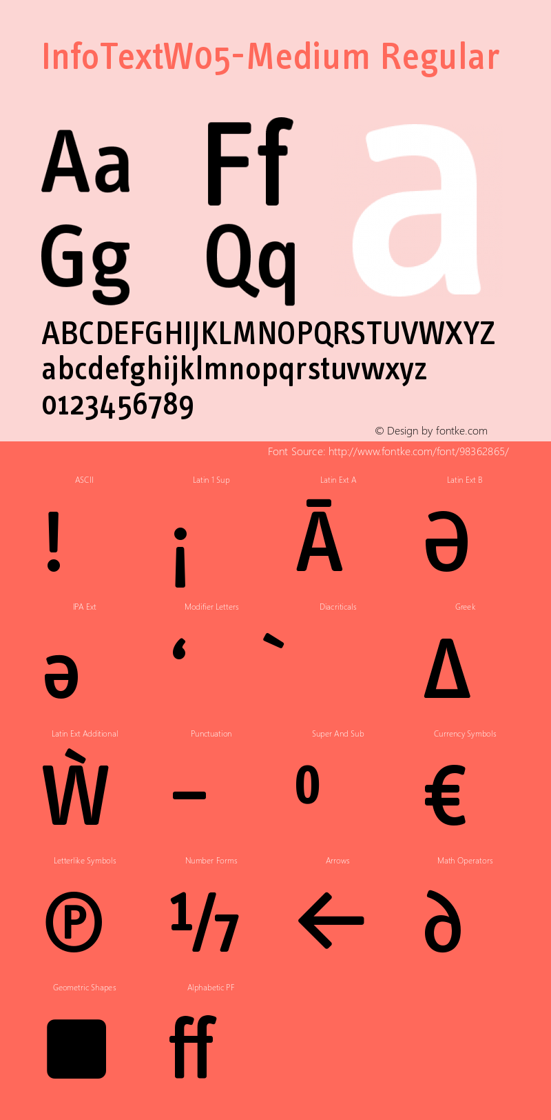 Info Text W05 Medium Version 7.504 Font Sample