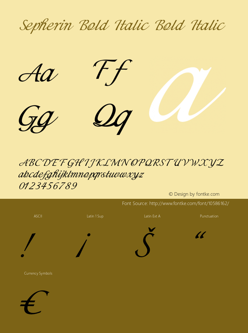 Sepherin Bold Italic Bold Italic Version 1.000 Font Sample