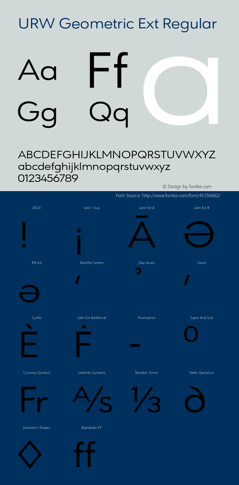 URWGeometricExt-Regular Version 1.000;PS 1.00;hotconv 1.0.57;makeotf.lib2.0.21895 Font Sample