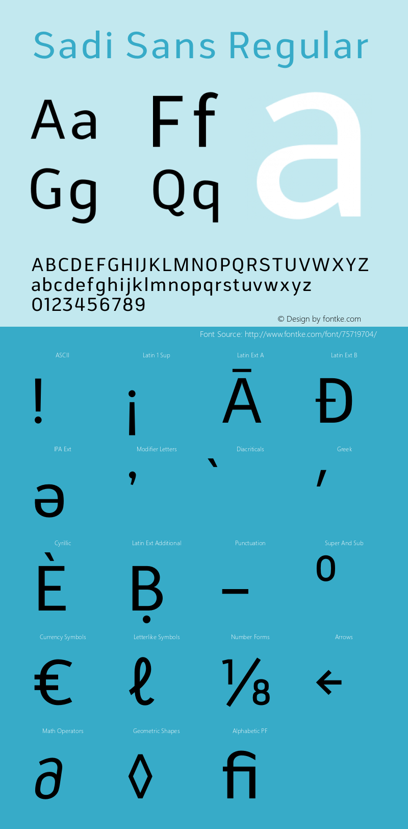 Sadi Sans Regular Version 1.000;hotconv 1.0.109;makeotfexe 2.5.65596 Font Sample