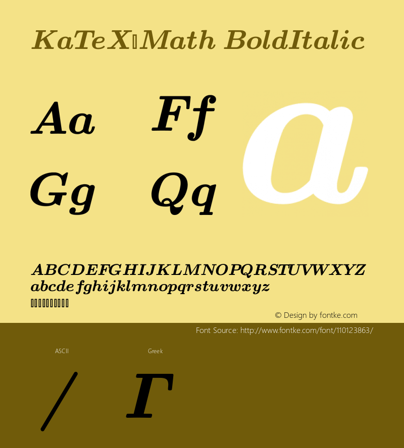 KaTeX_Math-BoldItalic Version 1.1 Font Sample