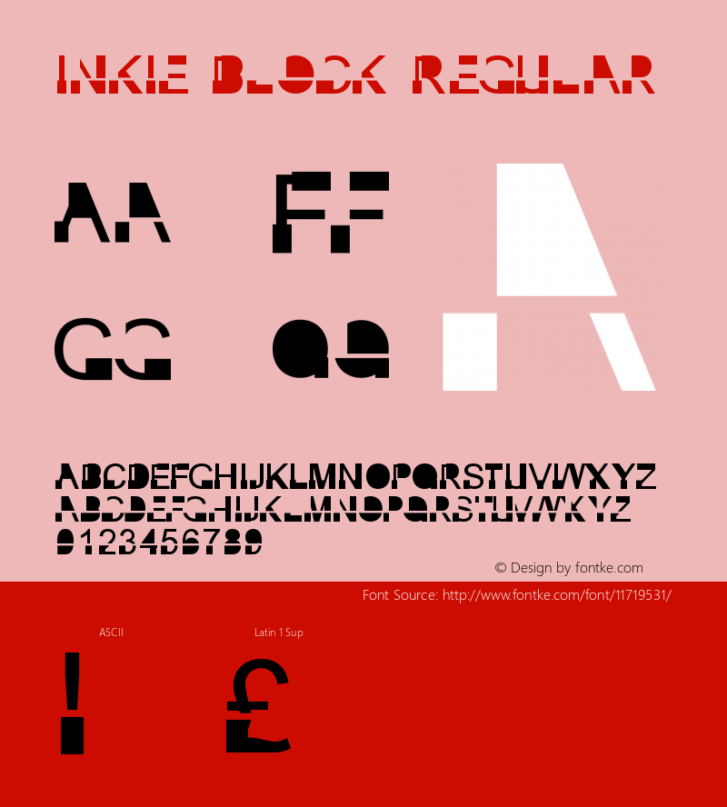 Inkie Block Regular Version 1.00 2012 Font Sample