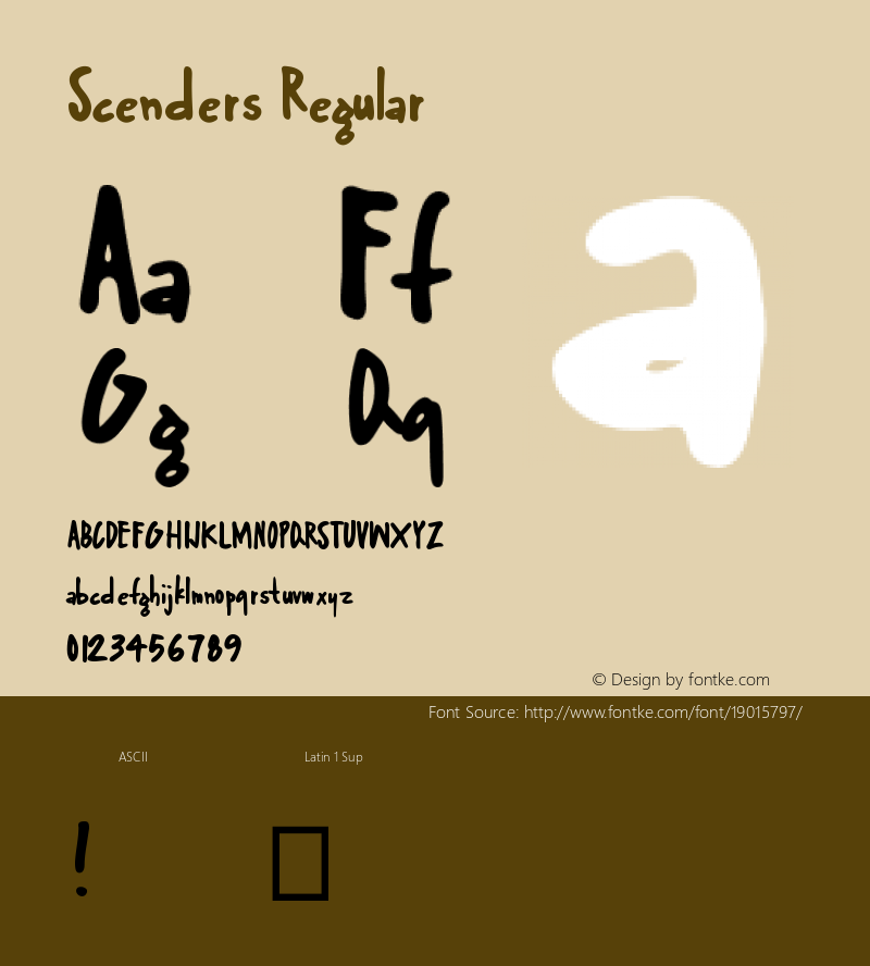 Scenders Regular Version 1.000;PS 001.000;hotconv 1.0.70;makeotf.lib2.5.58329 Font Sample