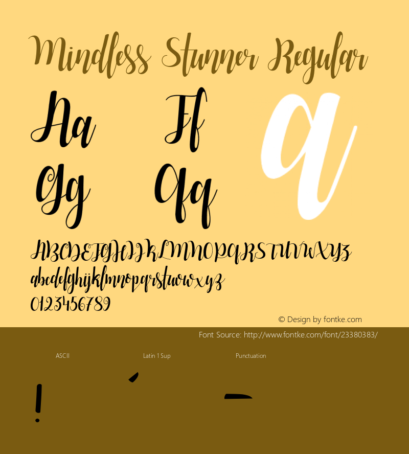Mindless Stunner Regular Version 1.000 Font Sample