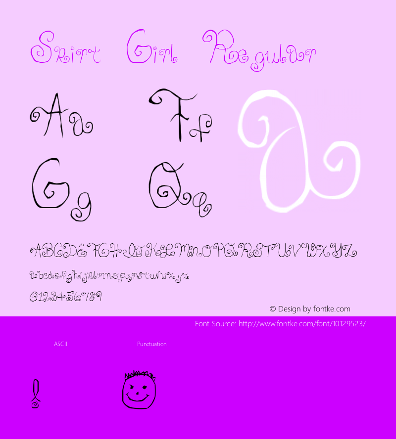 Skirt Girl Regular Macromedia Fontographer 4.1 6/19/2004 Font Sample