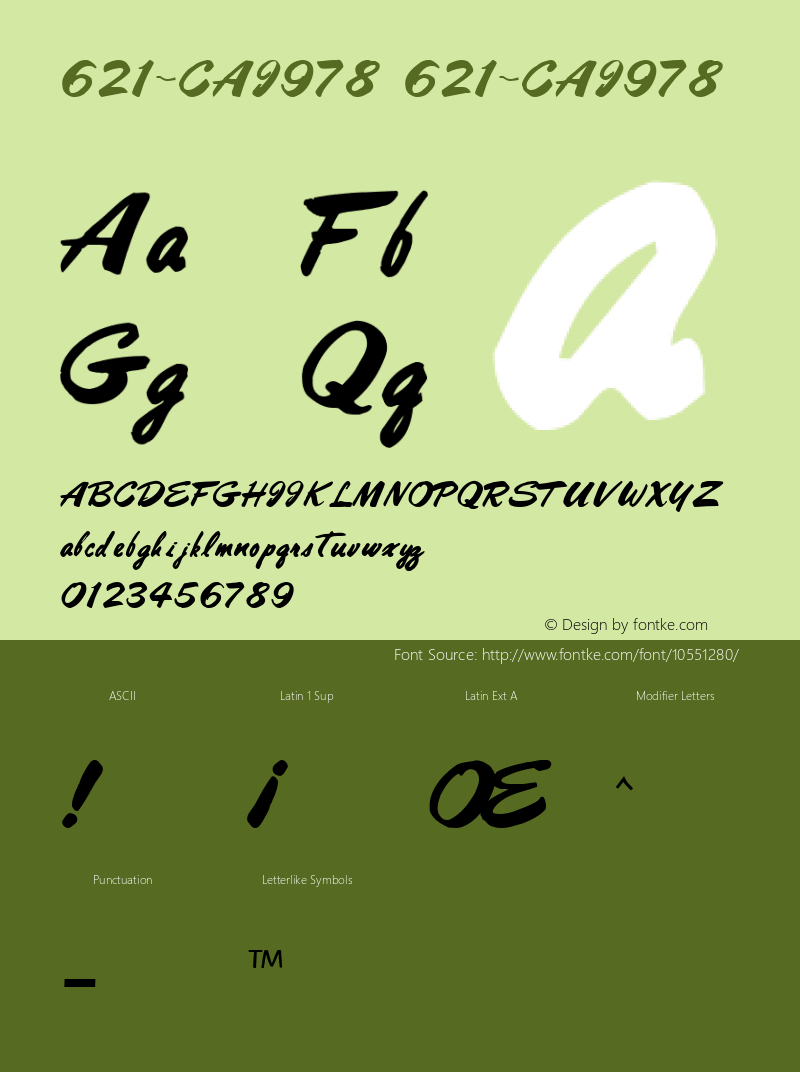 621-CAI978 621-CAI978 Version 3.0 Font Sample