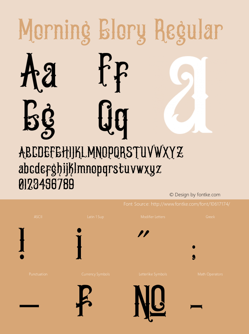 Morning Glory Regular Version 1.00 December 18, 2013, initial release Font Sample