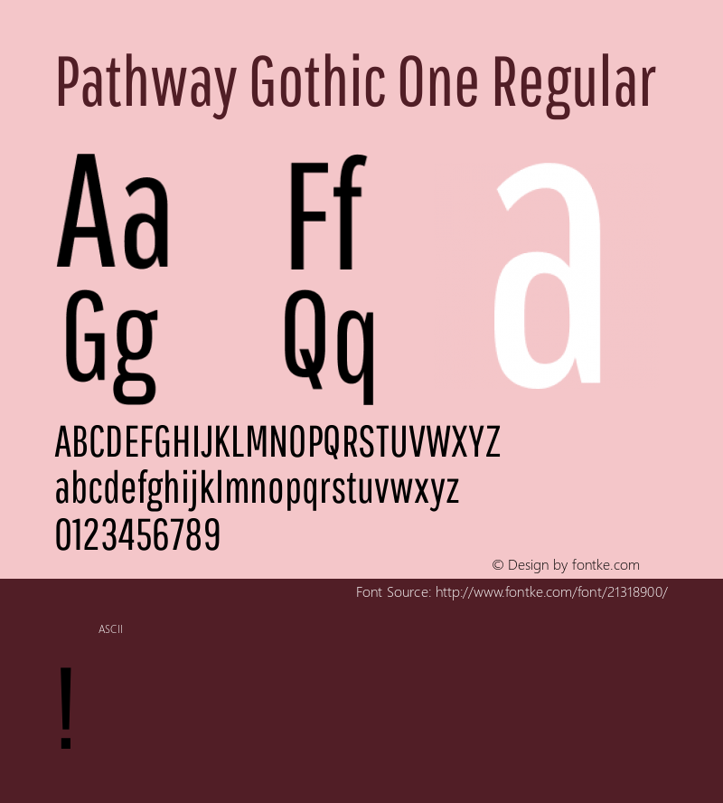 Pathway Gothic One Regular  Font Sample